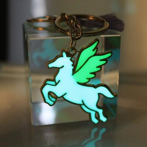 Fashion Women Jewelry keychain unicorn Key chain Pegasus keyring GLOW in the DARK car Bag Pendants girl Gift