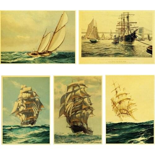 Nautical chart Retro Poster Vintage poster Wall Decor For Home Bar Cafe Painting Gifts Home & Living Decor