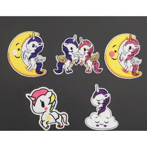 Cartoon Unicorn Pony Embroidery Iron-on Back Patches DIY Cute Garments Badge for Bags Pants Decoration Appliques