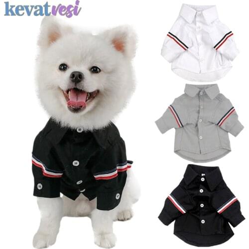 Gentleman Dog Clothes Spring Summer Shirt for Small Medium Dog British Style Dog Wedding Suit Chihuahua Pug T-Shirt Pet Clothing