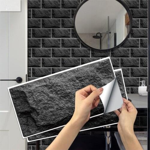15x30cm Black Matte Tile Sticker Adhesive Waterproof Wall Decal For Bathroom Kitchen Decoration Wallpaper PVC DIY Art Home Decor