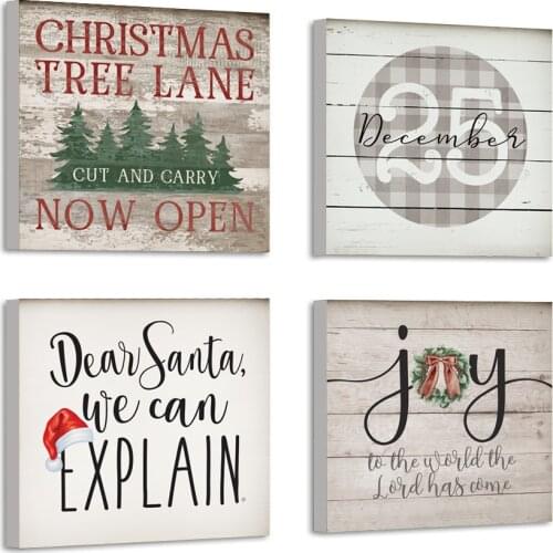 Christmas Tree Lane Wall Art Posters Canvas Paintings Joy Home Decor Canvas Prints Pictures Kids Room Decor Home With Frame