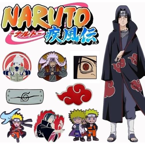 New Arrival Japanese Anime Brooches Cartoon Akatsuki Ninja Uchiha Symbol Shape Badge Enamel Lapel Pins Gifts Jewelry