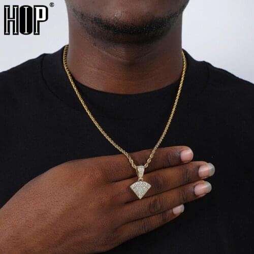 Hip Hop Iced Out Bling WIFI Symbol Cubic Zirconia Necklaces & Pendants For Men Jewelry With Tennis Chain