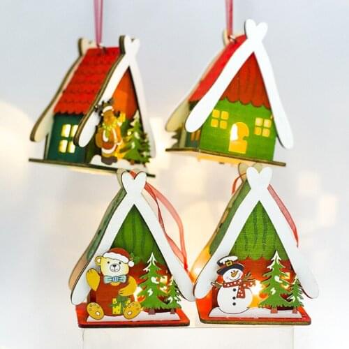 Christmas Decorations Pendant Wooden Santa Claus Snowman Fabric Doll Hanging Living Room Nightmare Before Xmas