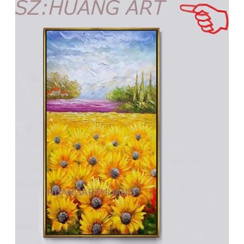 Handpainted Free Shipping Pictures Abstractsun Sunflower Flowers Art Oil Painting on Canvas Beautiful Wall Stickers Home Decor