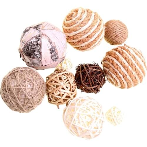 10Pcs Rattan Ball Spherical Idyllic Wicker Balls for Christmas Decoration House Ornament Garden Craft DIY