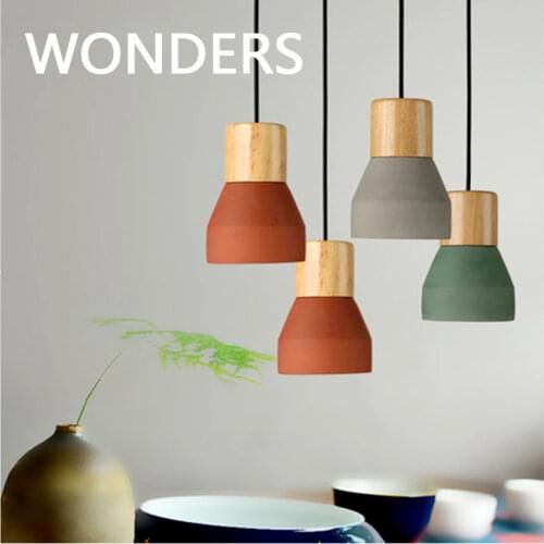Nordic Creative Cement Solid Wood decorative LED pendant lamp Personality living room bedroom bedside pendant light or бра