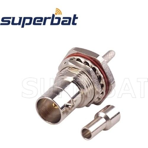 Superbat 2pcs 75 ohm BNC Jack Connector Crimp Bulkhead O-ring for Coaxial Cable RG179,RG174,RG316,LMR100