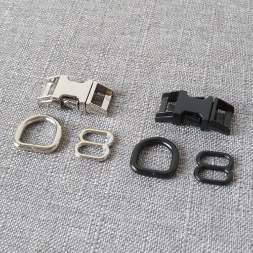 20Sets 10mm Webbing Metal D Ring Semi Circle Buckle Straps Belt Loop For Small Dog Cat Collar Harness Bag Shoes Sewing Accessory