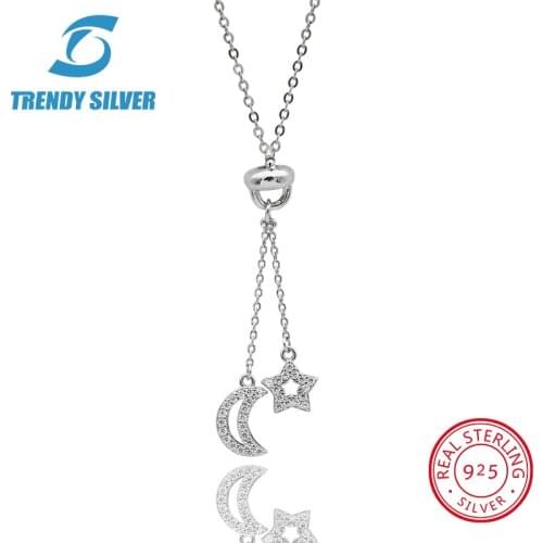 925 sterling silver necklace chain for women woman rose gold plated pendant jewelry pave CZ