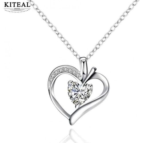 KITEAL best friends silver plated women pendant Crystal Heart Pendant Valentines Day gift gargantilha oso
