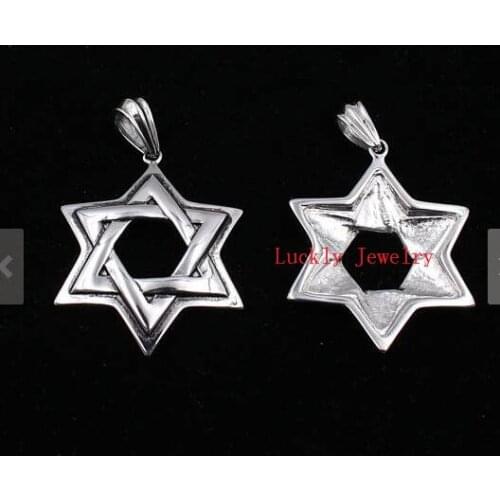 1pcs Lot 43*54mm Huge Large The star of the religious David Charms pendant stainless steel Jewelry