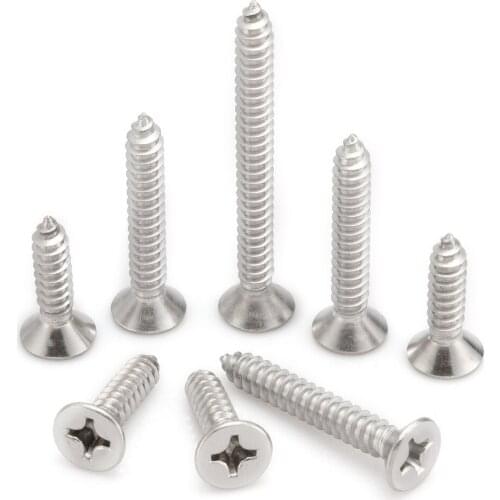 100pcs304 stainless steel Phillips Pan Head M3X6/8/10/12/16/20/25/30/35/40/45/50mm Machine screws Cross head self-tapping screw