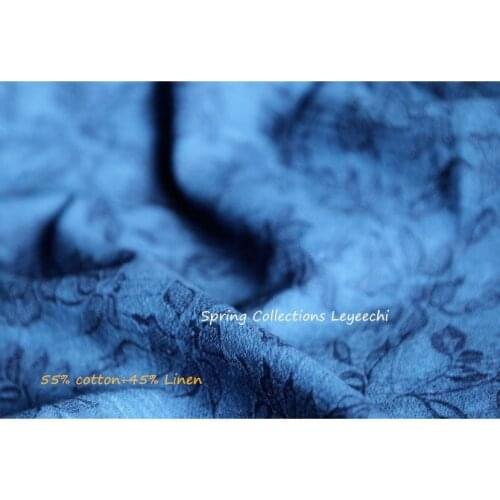 145*100cm 45%Linen +55% Cotton Jacquard Fabric for Patchwork Sewing Hand Plant Indigo Dying Breathable and sweat-absorbing