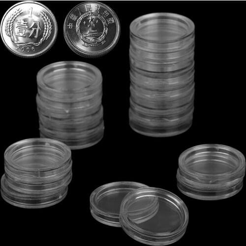 20pcs/lot 18mm Boxes Container Transparent Plastic Coin Holder Coin Collecting Box Case For Coins Storage Capsules Protection