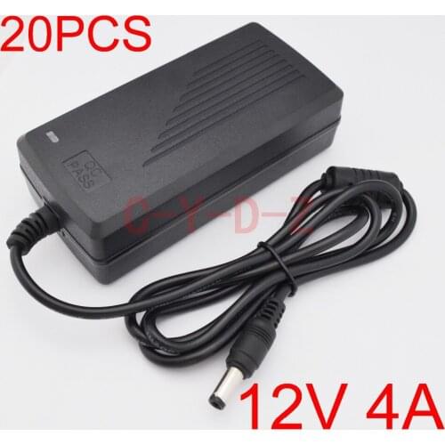 20pcs High quality12V 4A AC 100V-240V Converter AdapterDC 12V 4A 48W Power Supply DC 5.5mm x 2.1mm-2.5mm for 5050/3528 LED Light