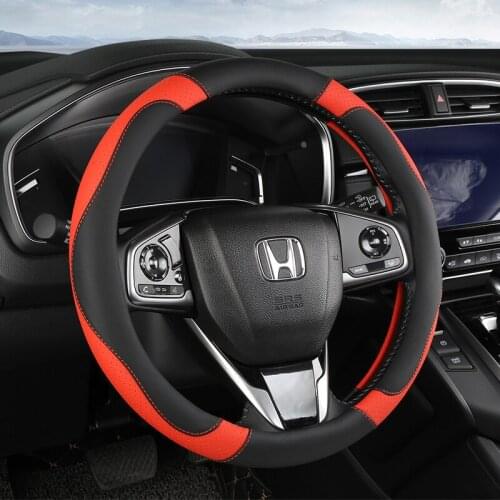 37-38cm Car Leather Steering Wheel Covers Interior Accessories for Honda CRV HRV Odyssey Accord City Civic Car Styling