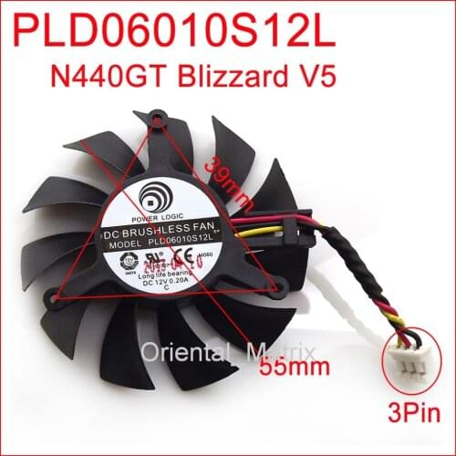 Free Shipping PLD06010S12L 55mm 12V 0.20A 3Wire VGA Fan For MSI N440GT Blizzard V5 Graphics Card Cooler Cooling Fan