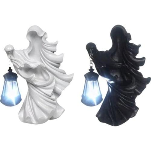 Faceless Ghost Sculpture Halloween Ghoul Resin Sculpture Decoration Hell Messenger With Lantern Outdoor Festival Sculpture