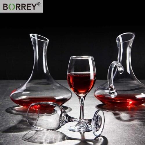 BORREY U-shaped Wine Decanter Handmade Crystal Red Wine Brandy Champagne Glass Decanter Bottle Jug Pourer Aerator For Family Bar