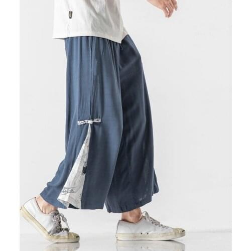 2021 Mens Harem Pants Cotton Linen Jogger Sweatpants Men Patchwork Casual Pants Summer Woman Straight Trousers Oversized 5XL