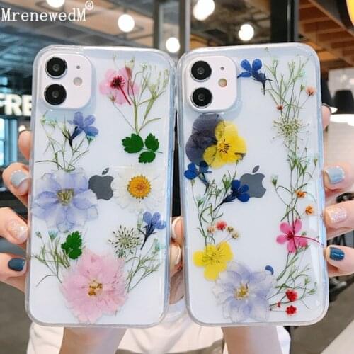 Dried Bright Flower Phone Case For iPhone 11 12 Pro XS Max X XR SE2020 Soft Transparent Silicone Cover On iPhon 12 Mini 7 8 Plus