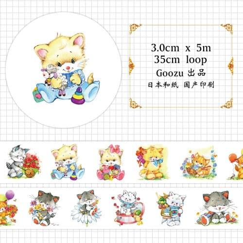 Cute 3.0cm Cat Decorative Masking Tape Adorable Kitty Cats Scrapbooking Stickers DIY Washi Tape