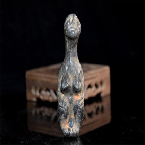 Home Decoration Hongshan Culture Archaize Black Iron Meteorite Sculpture Skeleton Man Statue Handicraft