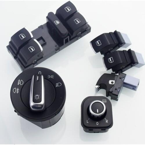 Chrome Headlight Switch+Power Window Master Switch For VW Golf 5 6 Mk5 6 Jetta 5 6 Passat B6 Touran SEAT 5ND941431A 5ND959565B