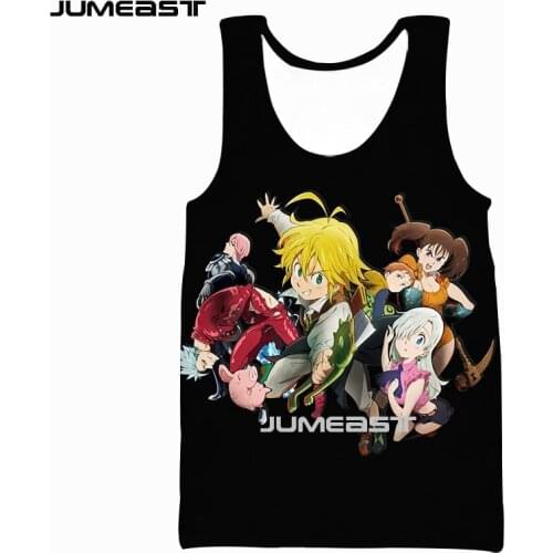Jumeast Brand Men/Women 3D Printed Vest Cartoons Anime The Seven Deadly Sins Short Sleeve Sport Pullover Summer Tank Tops Tees