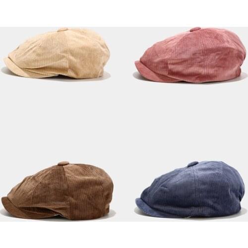 Fashion Corduroy Women Newsboy Caps Men Herringbone Flat Caps Women Coffee British Cap Autumn Spring Outdoor Hats Vacation Cap