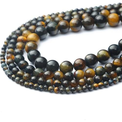 Hot Sale Size 4/6/8/10/12MM Natural Yellow Blue Tiger Eye Round Beads For DIY Bracelet Necklace Earrings Jewelry Accessories