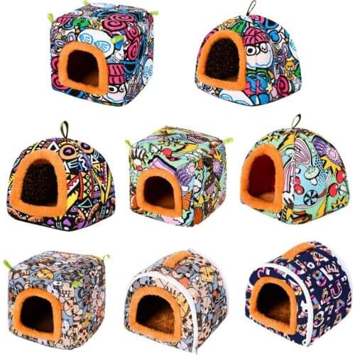 Small Animal Guinea Pigs Hamster Hedgehog Bed House Washable Warm Cage Bed Habitat Nest Cube Cave