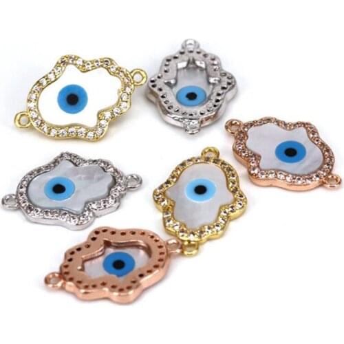 Micro pave Hand Shell Beads connector link Micro Pave for DIY Bracelet Making Jewelry making 12*18mm