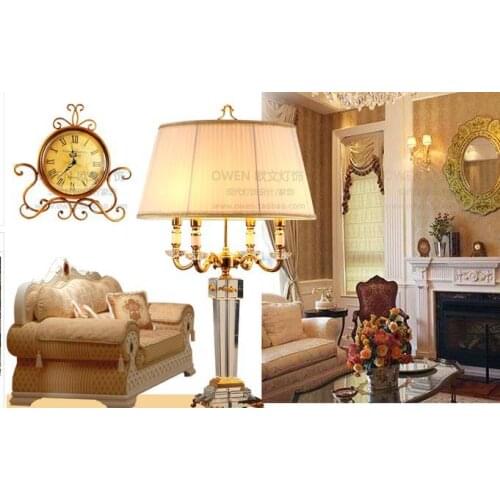 Fashion European-style Table Lamp K9 Crystal Shade Golden Color dining room bedroom light