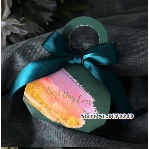 Marble design Wedding small Sugar Box with handle,ribbons Marble Candy Boxes with ribbon,Party Wedding Favors giveaway Gift Box
