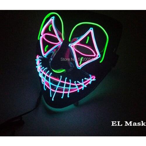 New Arrival Light Up EL Wire Mask Horrorible Halloween Glowing Mask Novelty Luminous Flashing Mask For Carnival Festival Party