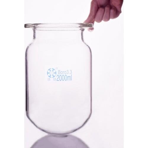 Single-layer cylindrical round bottom open reactor bottle,Capacity 2000ml,150mm flange outer diameter,Reagent bottle