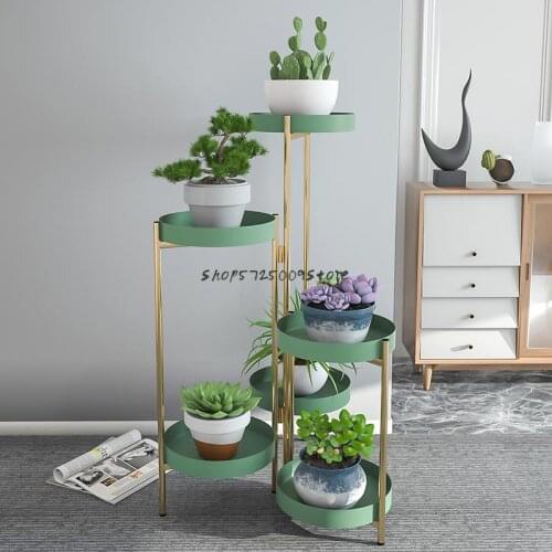 Nordic indoor flower stand floor-standing living room metal iron flower pot stand simple shelf multi-layer light luxury flower s