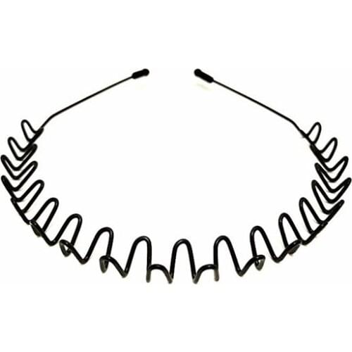 Unisex Men Women One Piece Hairband Sports Wave Hair Band Metal Black Casual Hairband Headband 5 Styles