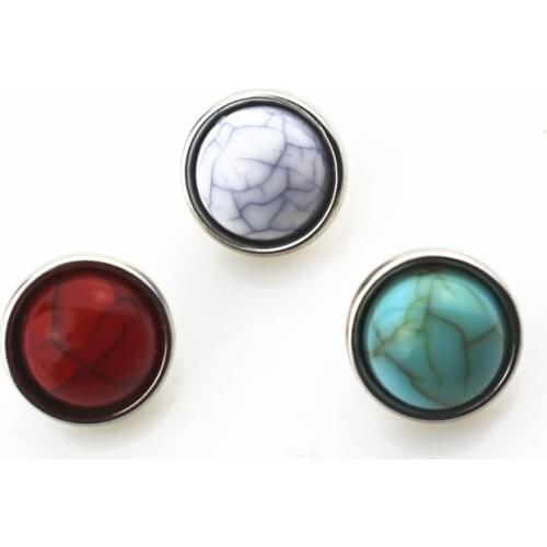 20pcs/lot Mix Nature Stone Turquoise Snap Buttons fit 12mm Snap Bracelet&Bangles DIY Snap Jewelry Charms