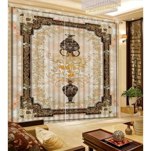 Custom Christmas Window Curtains 3D Modern Blackout Curtains For Living room Bedroom European 3D Marble Pattern Cutains