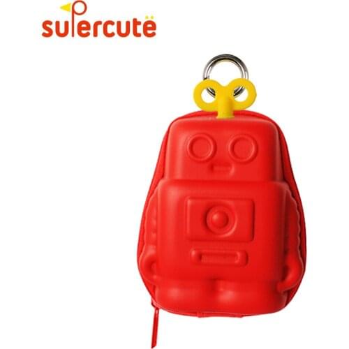 SUPERCUTE fashion 3D cartoon Robot shape keys holder wallet gifts for kids mini cute storage bag credit card coin purse