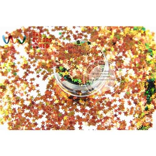 TCR404 Chameleon Glitter Red Gold With Green luster color Stars shape 3.0MM Size glitter for nail Art and DIY decoration