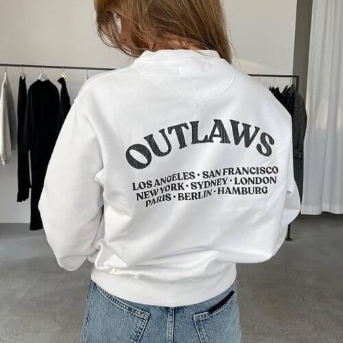 Rowling City Letter Graphic Print Women Sweatshirts Cotton Fleece Female Pullover Casual Classic Logo Ladies Tops Women 2021