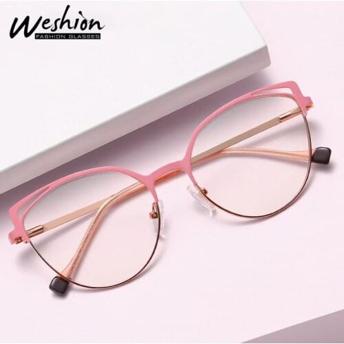 Women Cat Eye Anti-blue light Glasses Hollow Metal Glasses Frames Men Optical Fashion Computer Eyeglasses