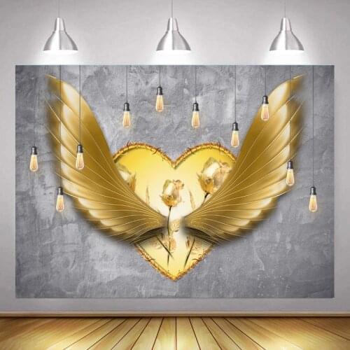 Gold Combat Angel Wings Series Backdrop for Childrens Birthday Party Scene Decorated Studio Photography Photo Cloth