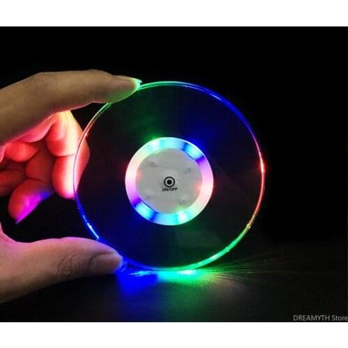 100PCS LED Coaster pad and mat Round Bottle Cup Pad Mat Ultra-Thin Lighting Up for Drink Coffee table mat cup wad cup mat