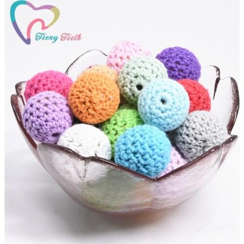 15 PCS 20 MM Baby Nursing Teething Crochet Loose Beads Chewable Teething Beads DIY Jewelry Nursing Accessories Toy Baby Pendants